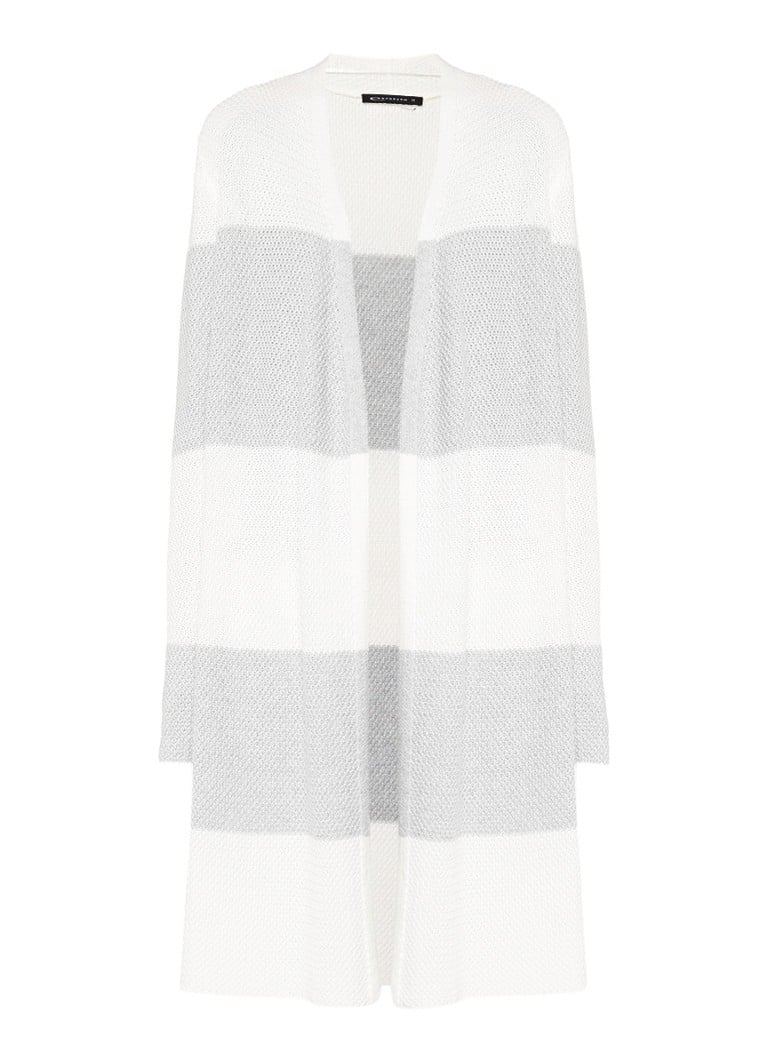 Expresso Destiny grofgebreid vest met streepdessin zwart