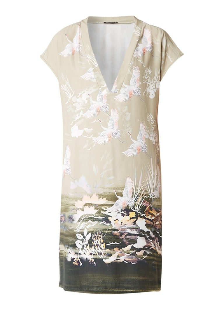 Expresso Elly tuniekjurk met flamingoprint khaki