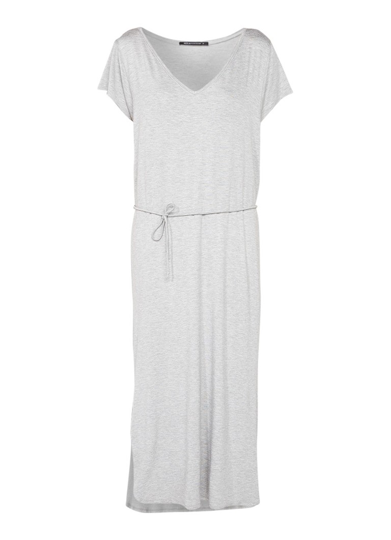 Expresso Ginette midi-jurk met V-hals en splits grijsmele