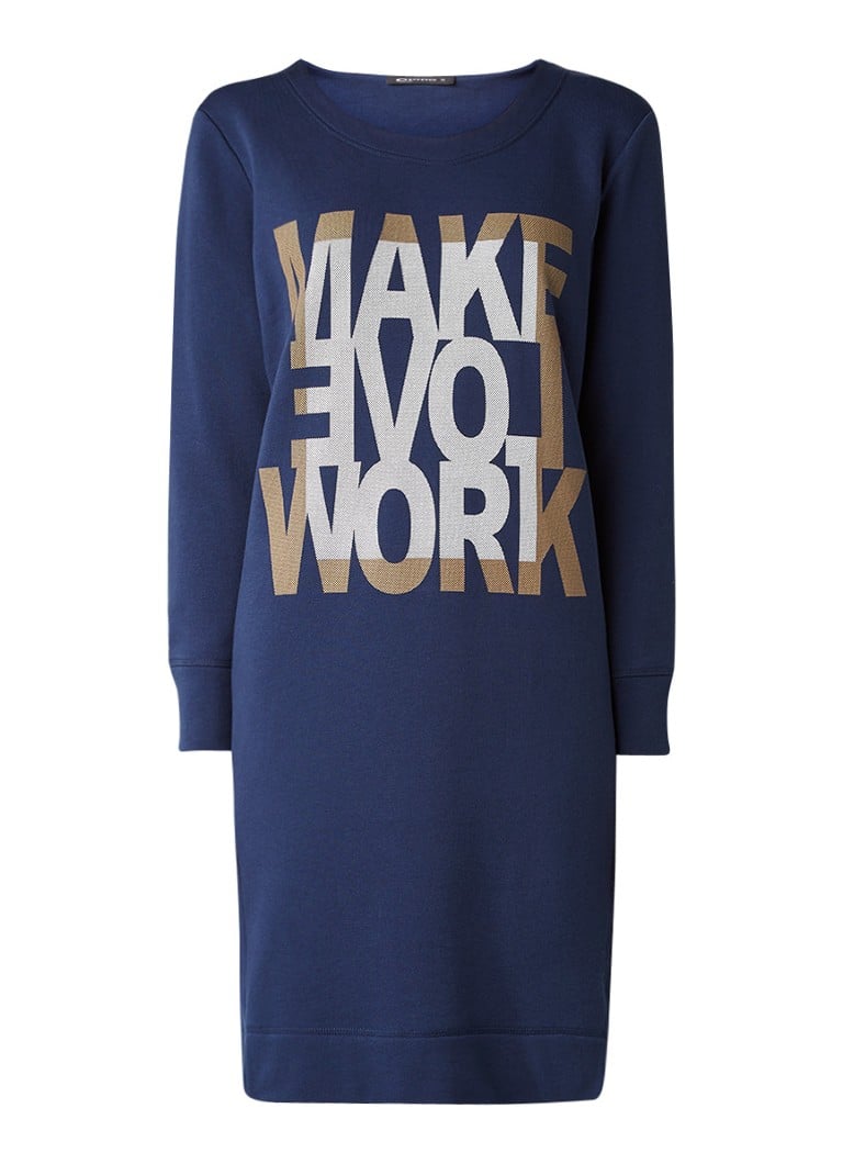 Expresso Helga sweaterjurk met tekstopdruk donkerblauw