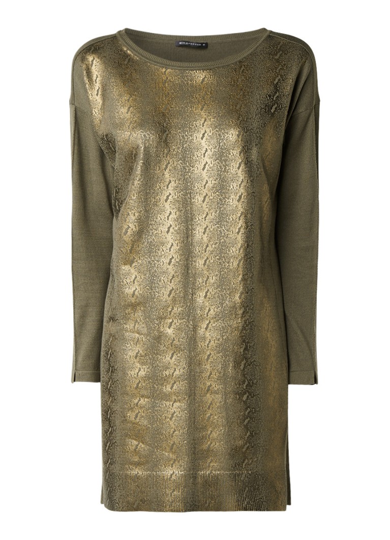 Expresso Leslie fijngebreide trui-jurk met metallic coating mosgroen