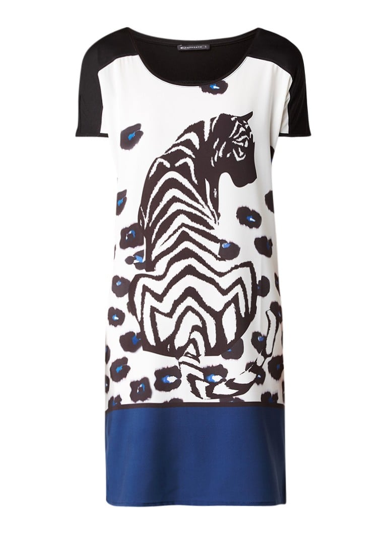 Expresso Ivonne tuniekjurk met animal frontprint zwart