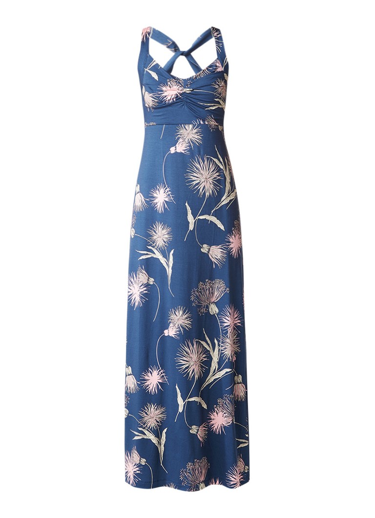 Expresso Serra maxi-jurk van jersey met bloemendessin donkerblauw