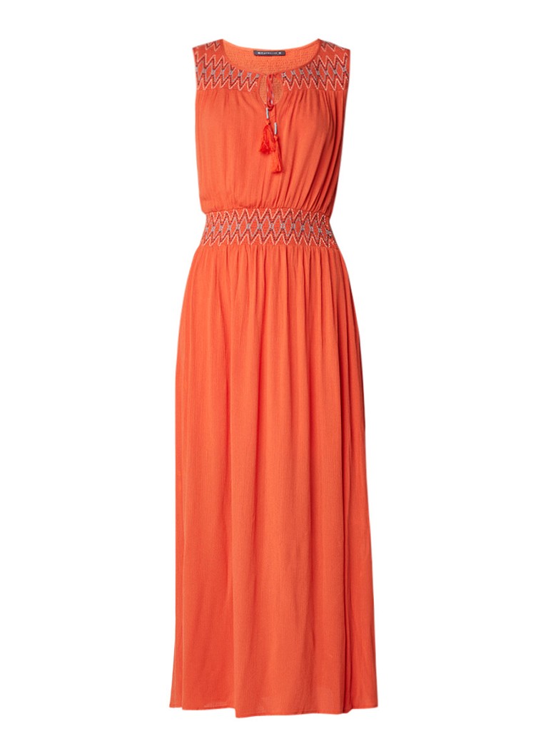 Expresso Face maxi-jurk met gesmockte details oranje