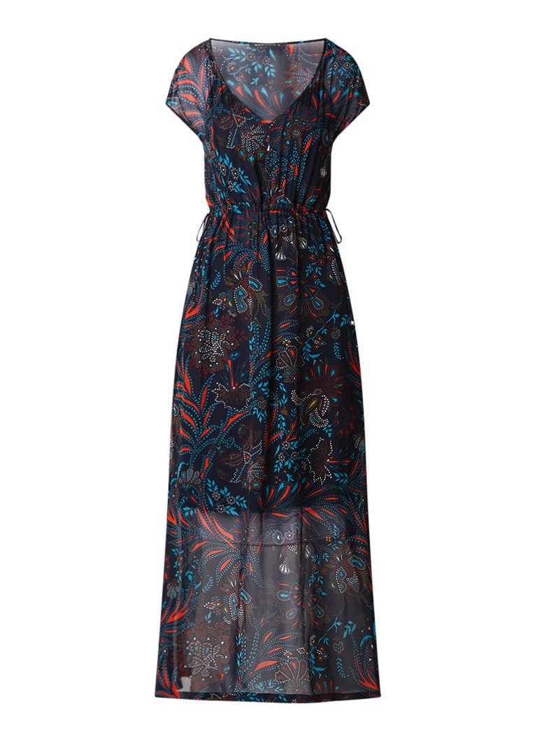 Expresso Francoise losvallende A-lijn maxi jurk donkerblauw
