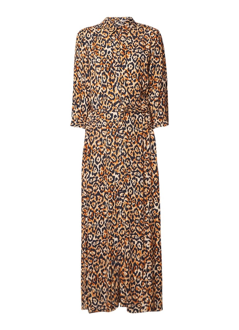 Expresso Hoshi maxi blousejurk met luidpaardprint camel