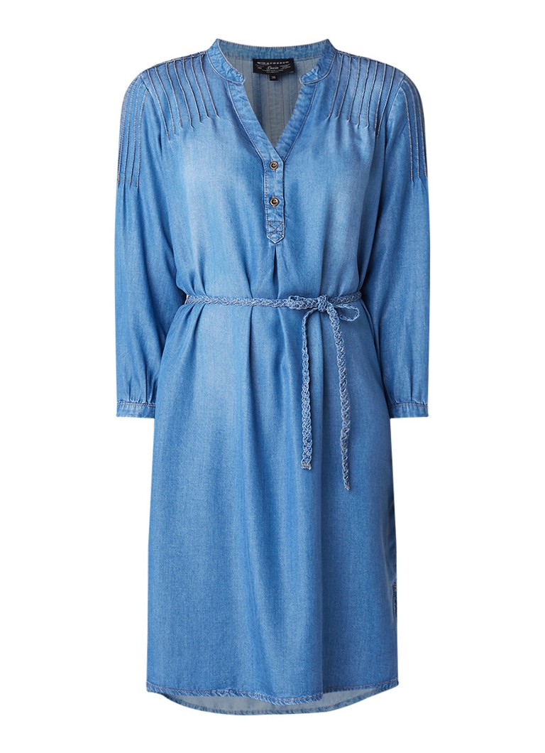 Expresso Conchita tuniekjurk van chambray middenblauw