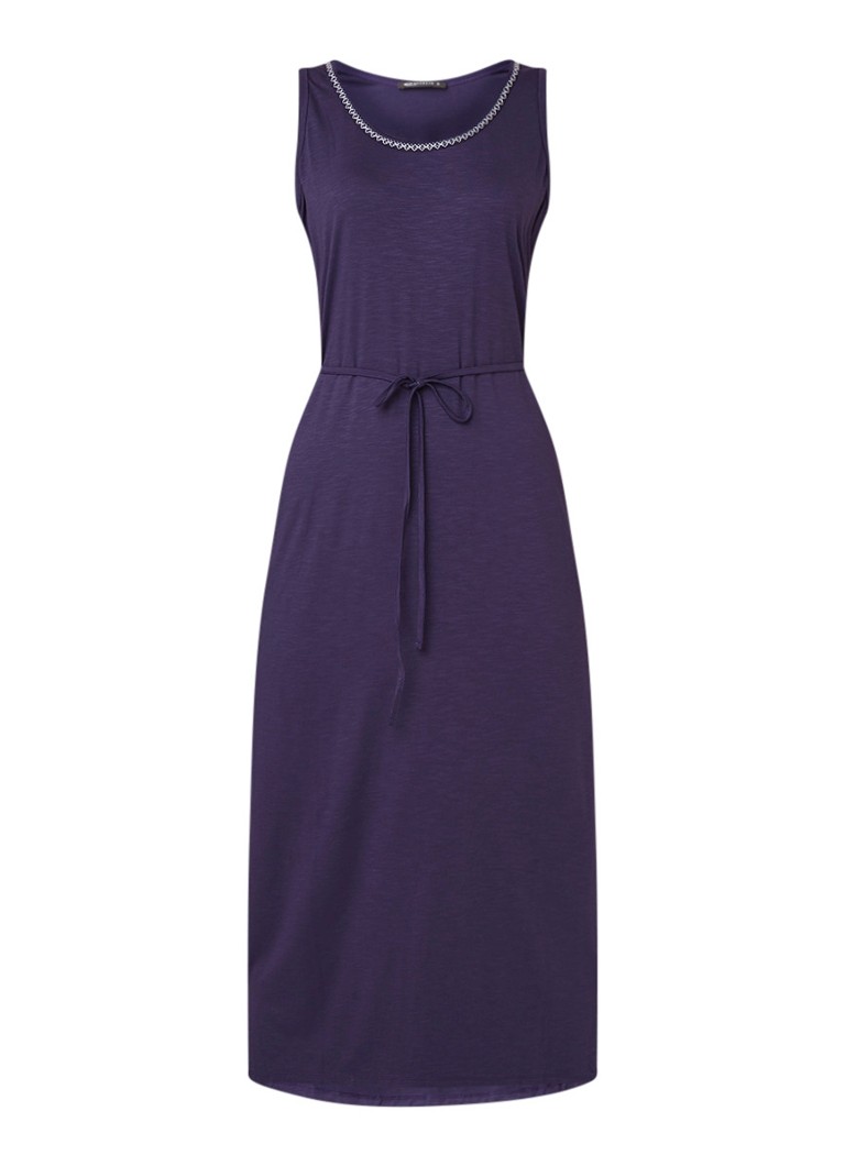 Expresso Gretchen maxi-jurk van jersey met strikceintuur middenblauw