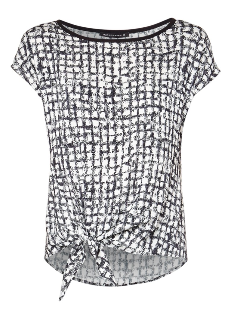Expresso Dory top met all over dessin lichtblauw