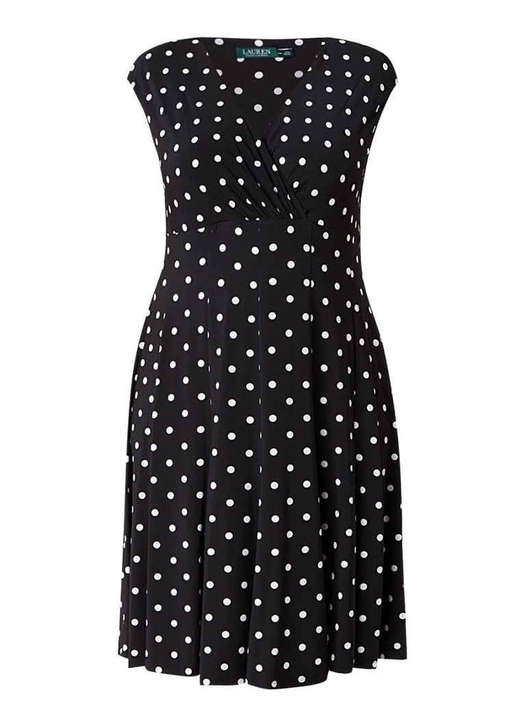 Ralph Lauren Kim A-lijn jurk met polkadots zwart