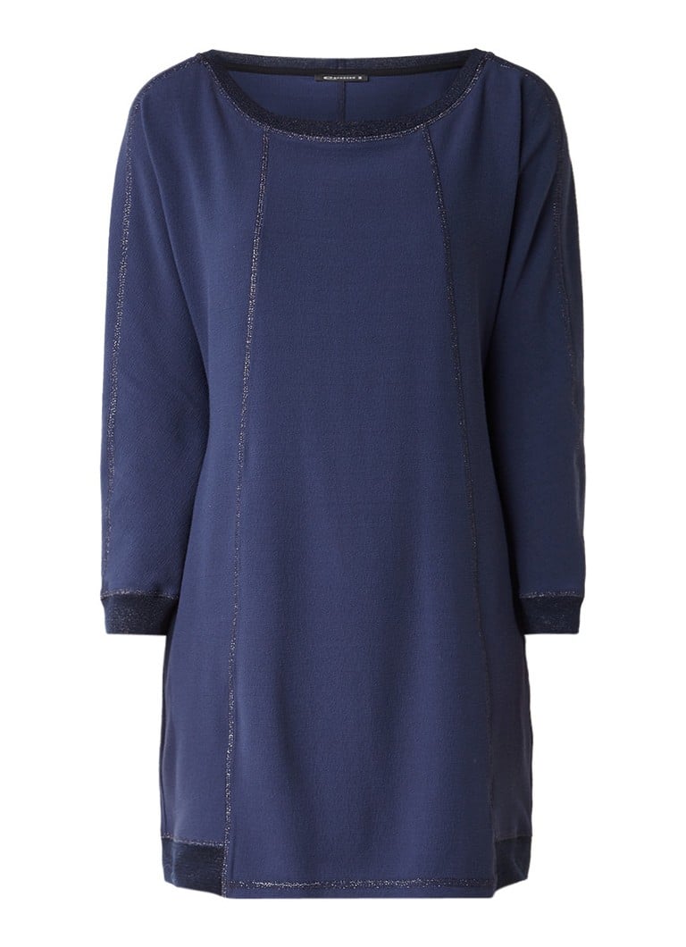 Expresso Nicole jurk van crÃ©pe met lurex donkerblauw