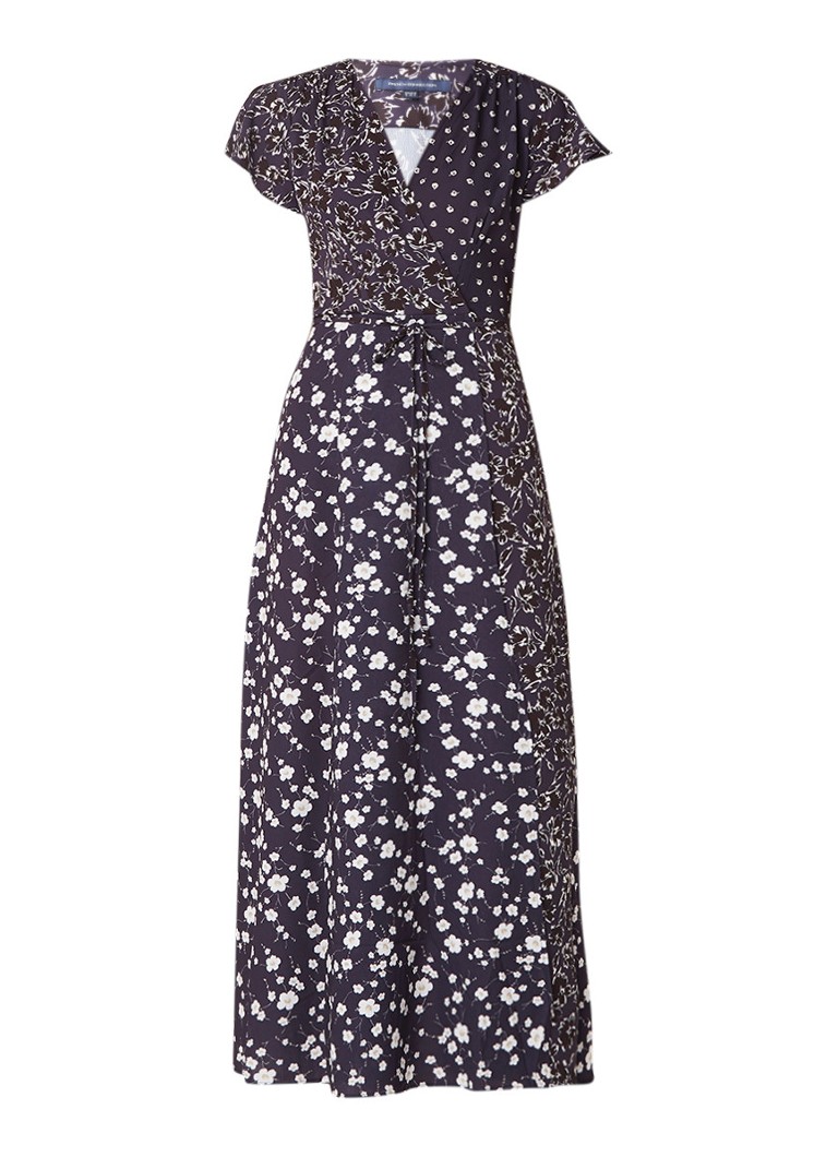 French Connection Aliyah maxi-jurk van crêpe met bloemendessin donkerblauw