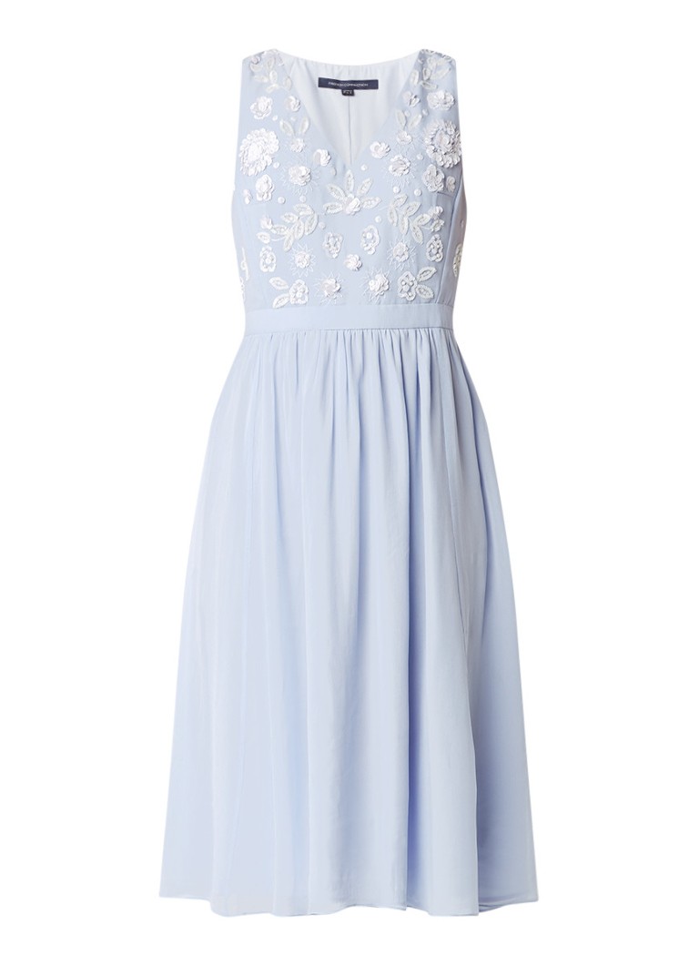 French Connection Dalia chiffon A-lijn jurk met pailletten lichtblauw