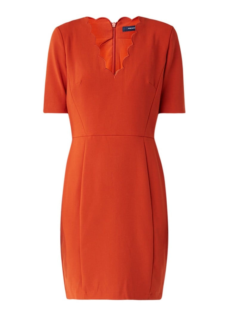 French Connection Whisper Ruth jurk met geschulpte halslijn oranjerood