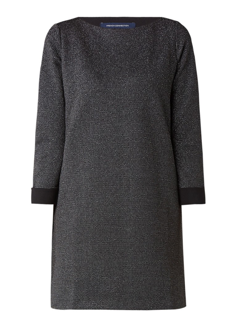 French Connection Louna gestreepte mini-jurk met lurex zwart