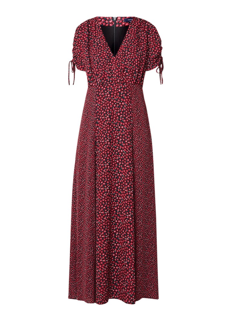 French Connection Maxi-jurk met overslag en bloemendessin donkerroze