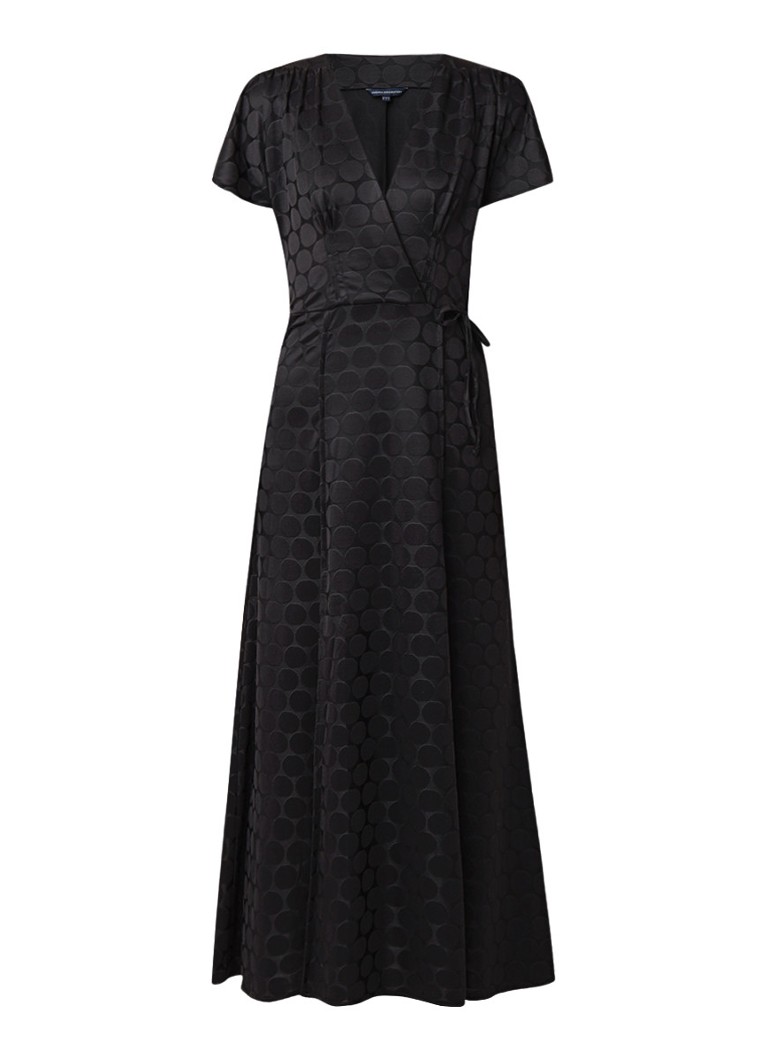 French Connection Kandi maxi-jurk met stippendessin en split zwart
