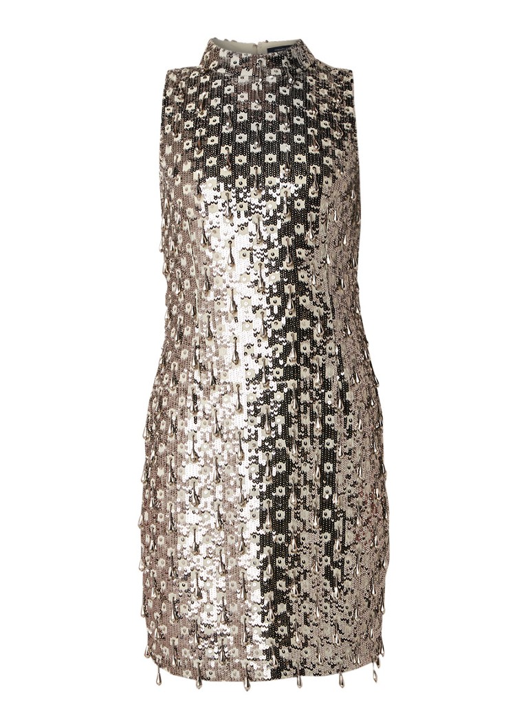 French Connection Edda mini-jurk met pailletten en strass zilver