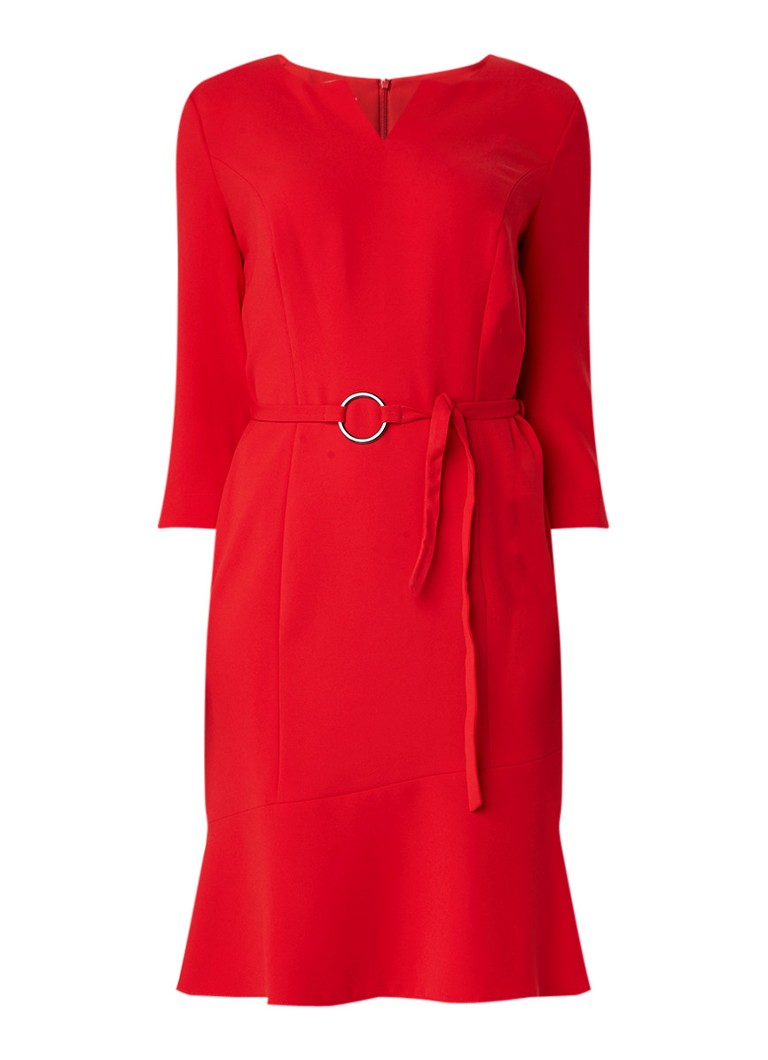Gerry Weber Midi-jurk van crêpe met ceintuur en volant rood