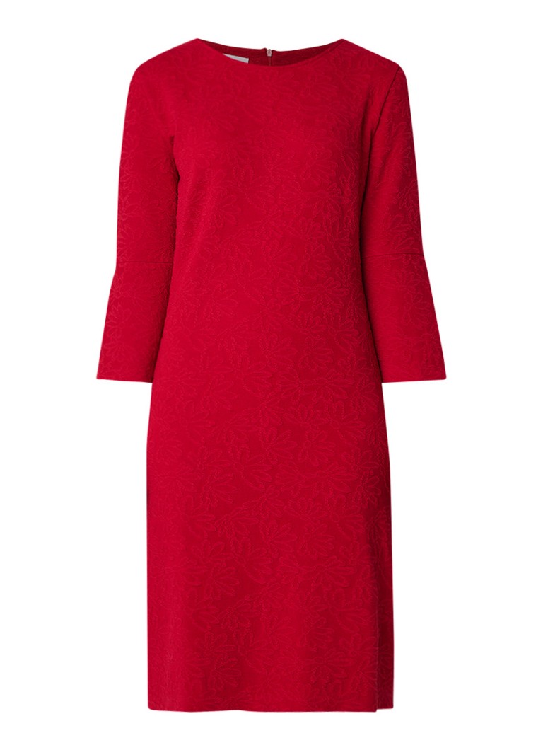 Gerry Weber Midi-jurk met structuur en trompetmouw rood