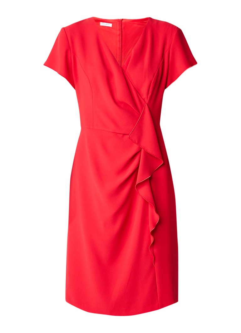 Gerry Weber Midi-jurk van crêpe met V-hals en volant rood