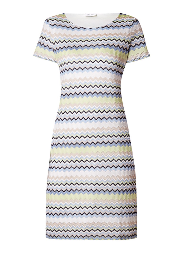 Gerry Weber Midi-jurk met opengewerkt zigzag dessin lichtblauw