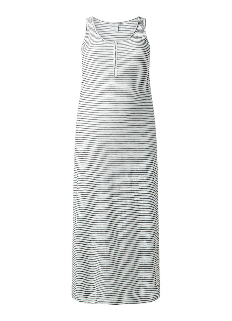 Junarose Maximar maxi-jurk met streepdessin en knopenrij wit