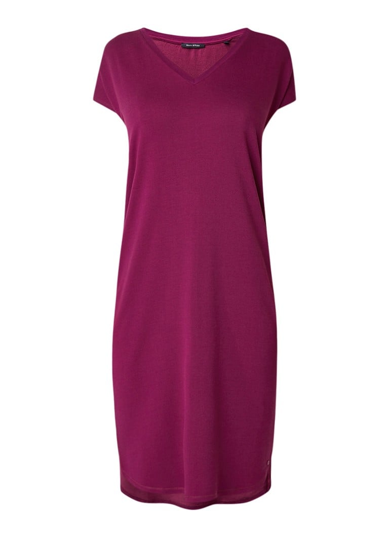 Marc O'Polo T-shirt jurk van jersey met V-hals paars