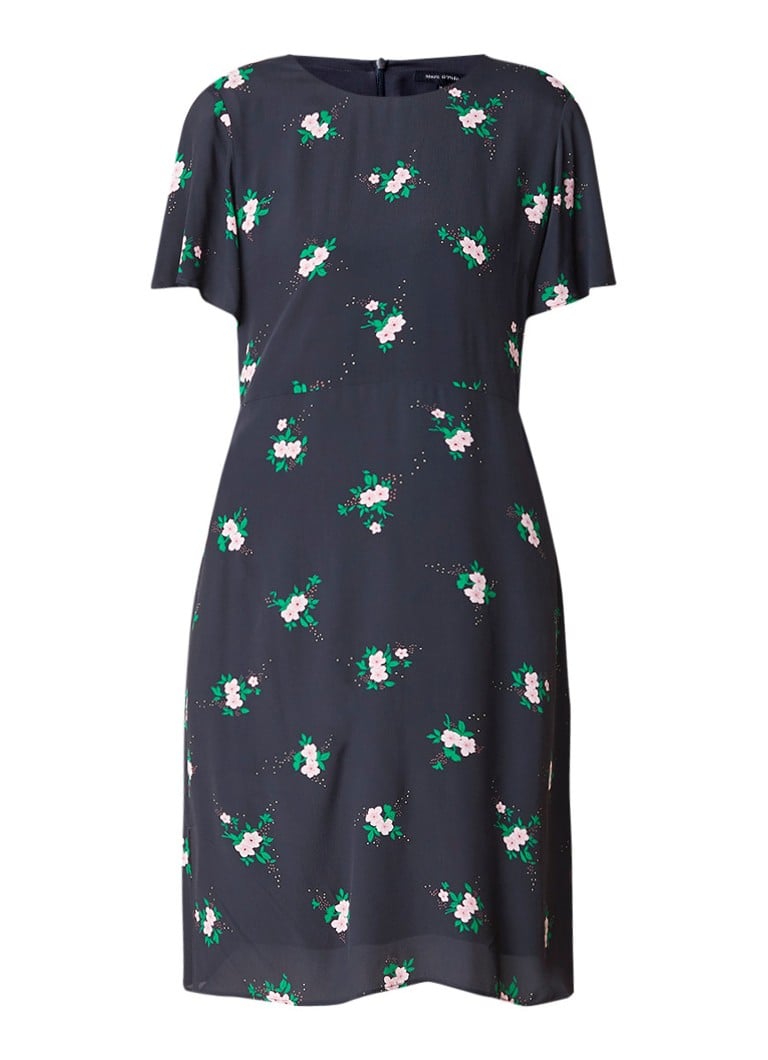 Marc O'Polo Loose fit midi-jurk met bloemendessin antraciet