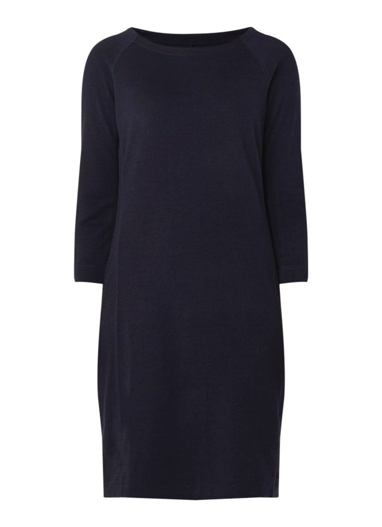 Marc O'Polo Loose fit midi-jurk van jersey met driekwartmouw donkerblauw