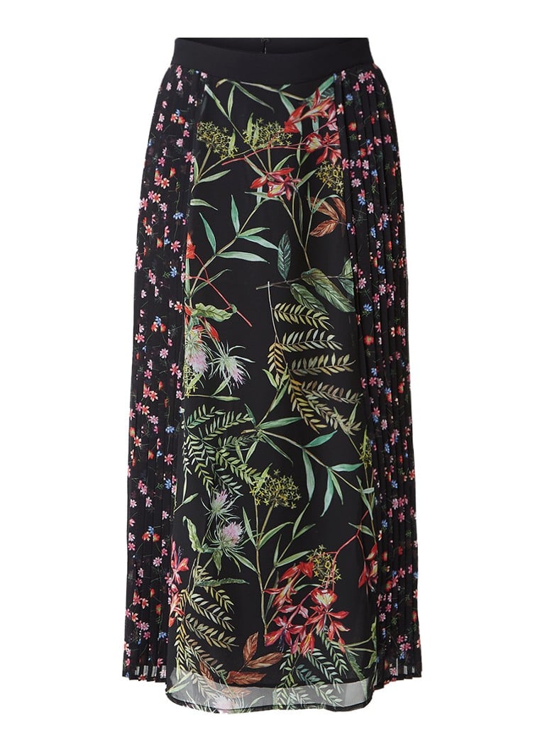 French Connection Maxi rok met plissÃ© en bloemendessin grijs