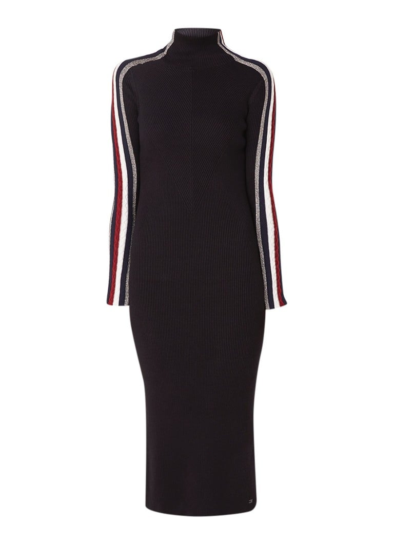 Tommy Hilfiger New Icon Tarah jurk met contrastbies en lurex zwart