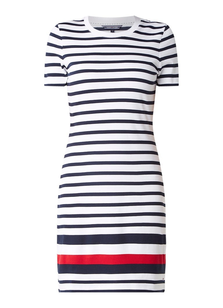 Tommy Hilfiger Evana gestreepte T-shirt jurk wit