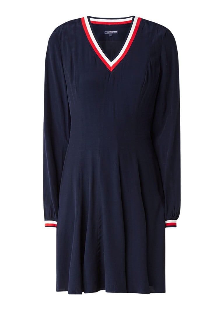 Tommy Hilfiger Josie A-lijn jurk gestreepte boorden donkerblauw