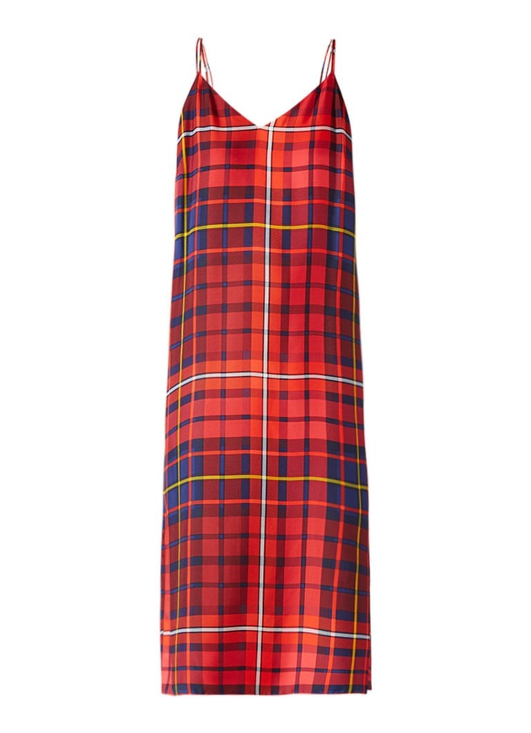 Tommy Hilfiger Midi-jurk van zijde met Tartan ruitdessin rood