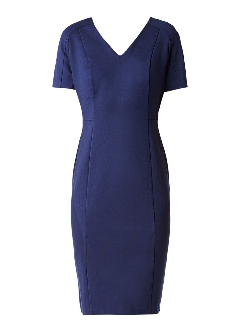 Tommy Hilfiger Imogen jersey midi-jurk met V-hals donkerblauw