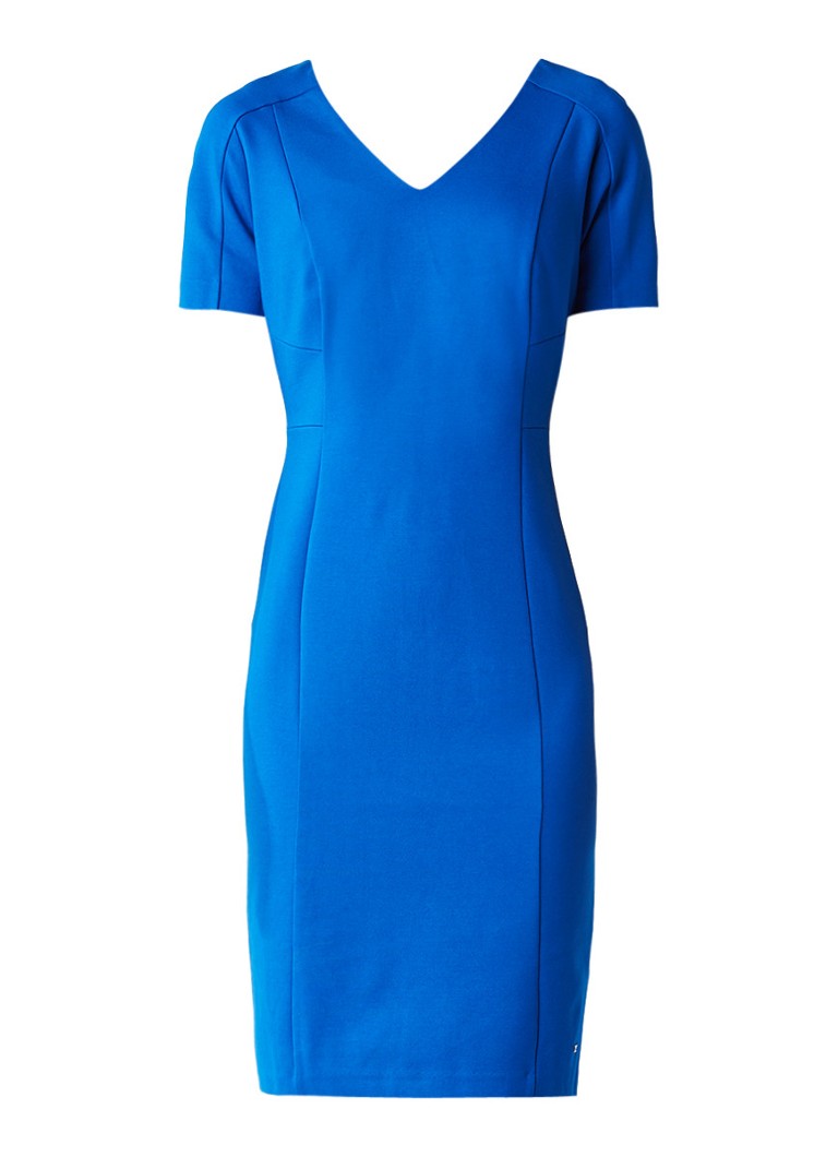 Tommy Hilfiger Imogen midi-jurk met V-hals kobaltblauw