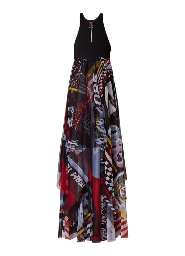 Tommy Hilfiger Victory Finale maxi-jurk met grafische print zwart