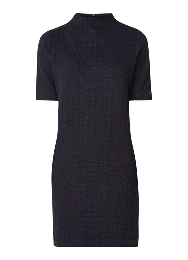 Tommy Hilfiger Lorenza midi-jurk in katoenblend met ingeweven structuur donkerblauw