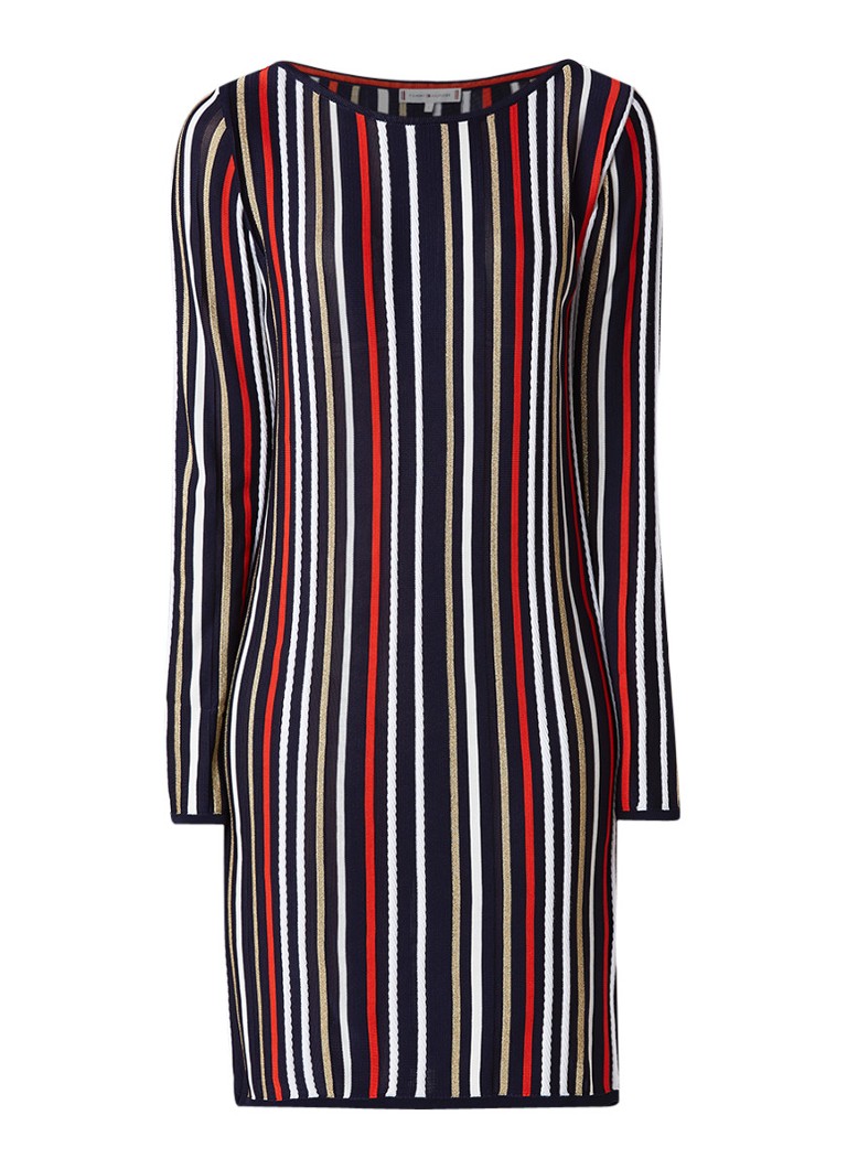 Tommy Hilfiger Verdie fijngebreide midi-jurk in katoenblend met streepdessin multicolor