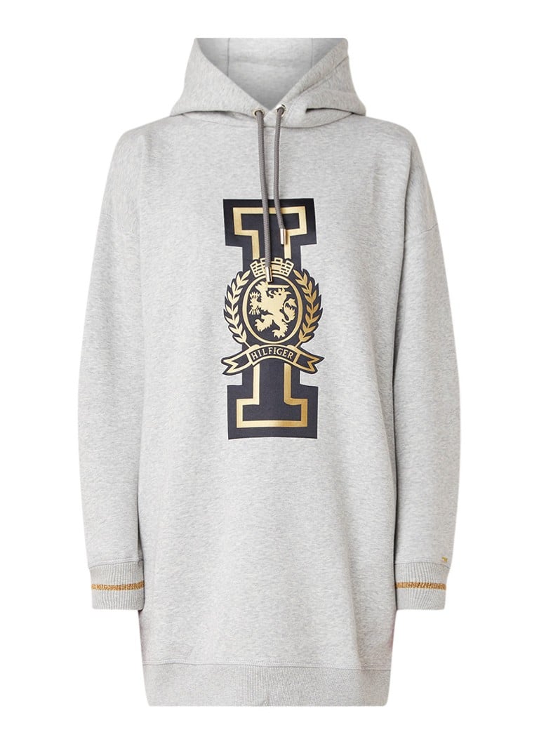 Tommy Hilfiger Noella sweatjurk met capuchon en logoprint grijsmele