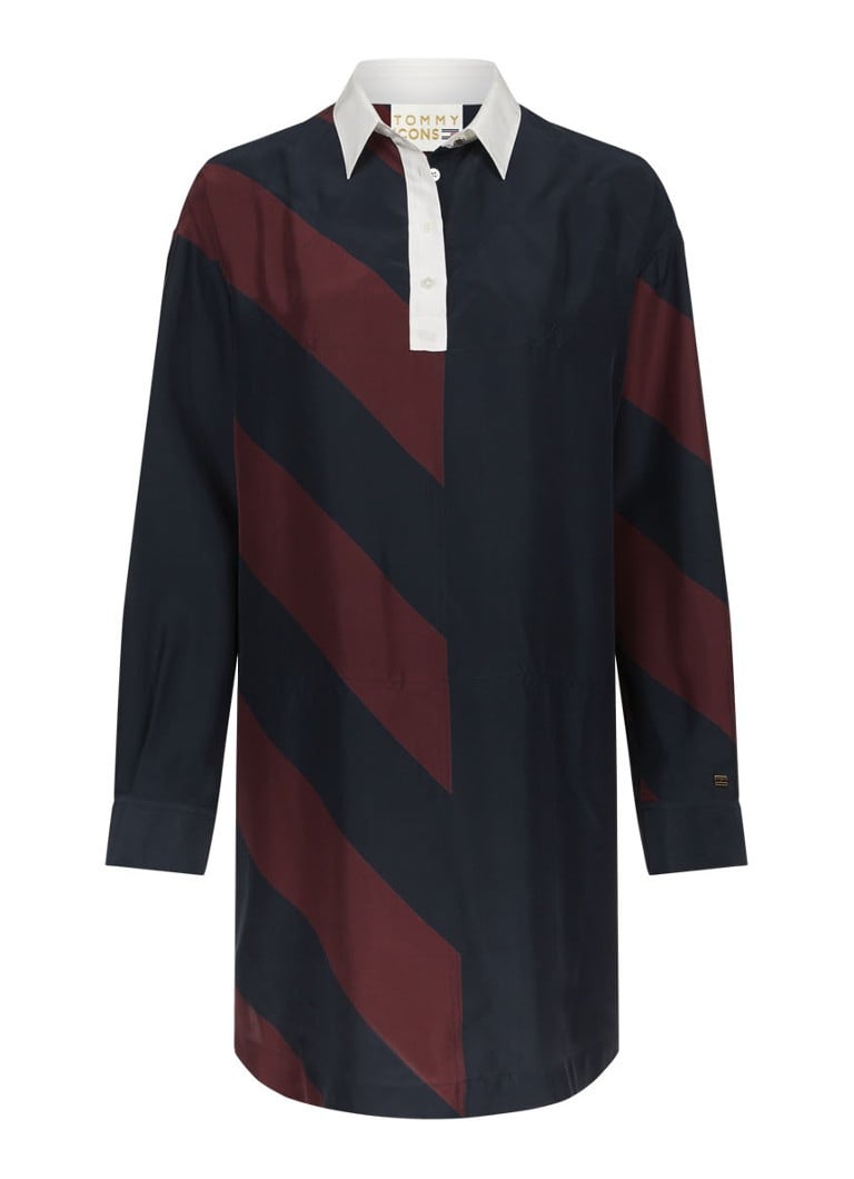 Tommy Hilfiger Rugby gestreepte blousejurk van zijde donkerblauw