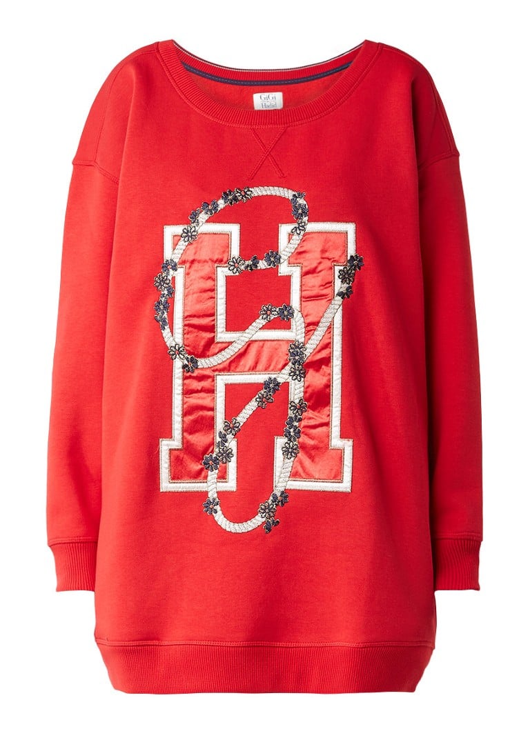 Tommy Hilfiger Oversized sweaterjurk met merkborduring vuurrood