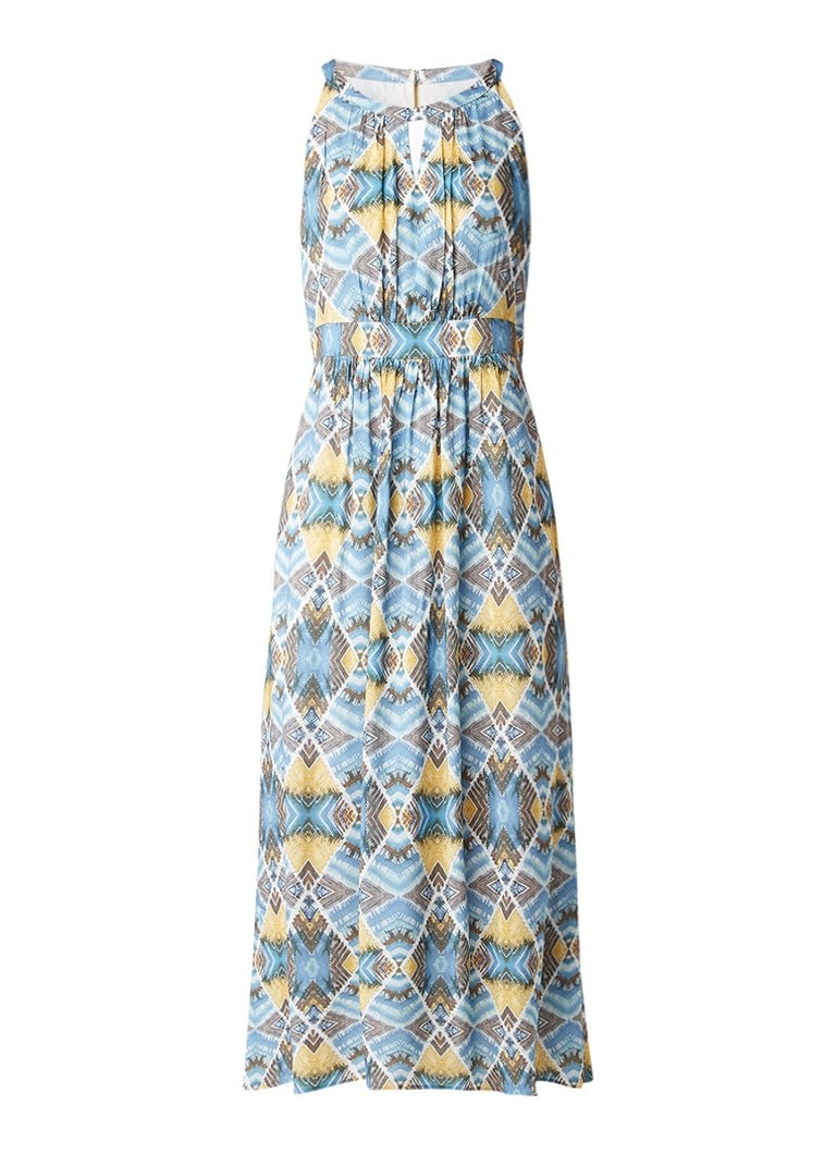 Taifun Maxi-jurk met print en keyhole-detail staalblauw