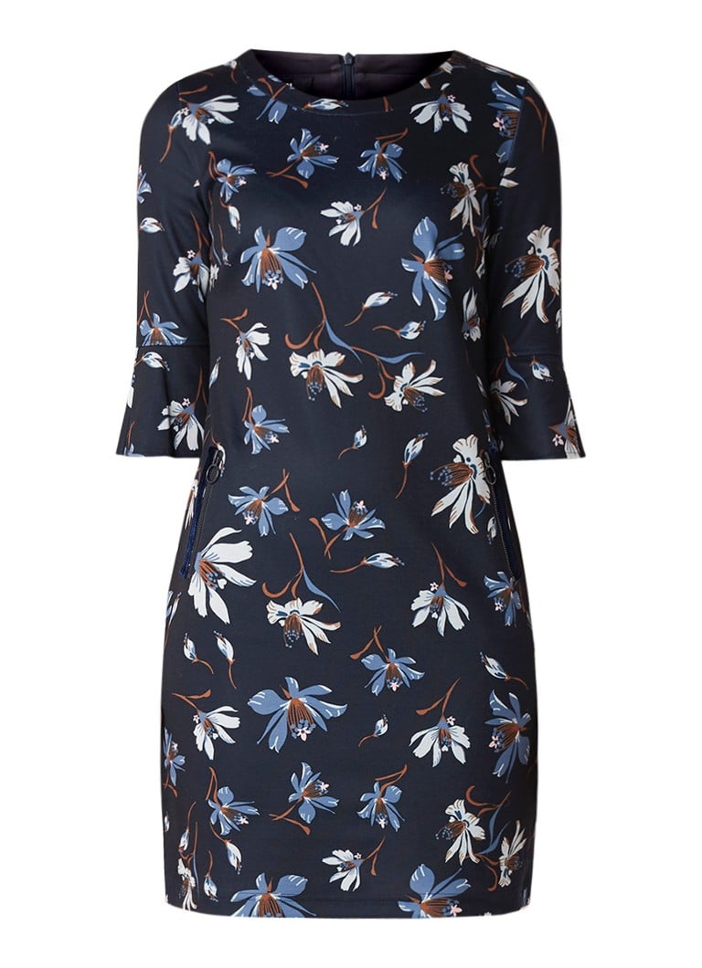 Taifun Mini-jurk met bloemendessin en ritszakken donkerblauw