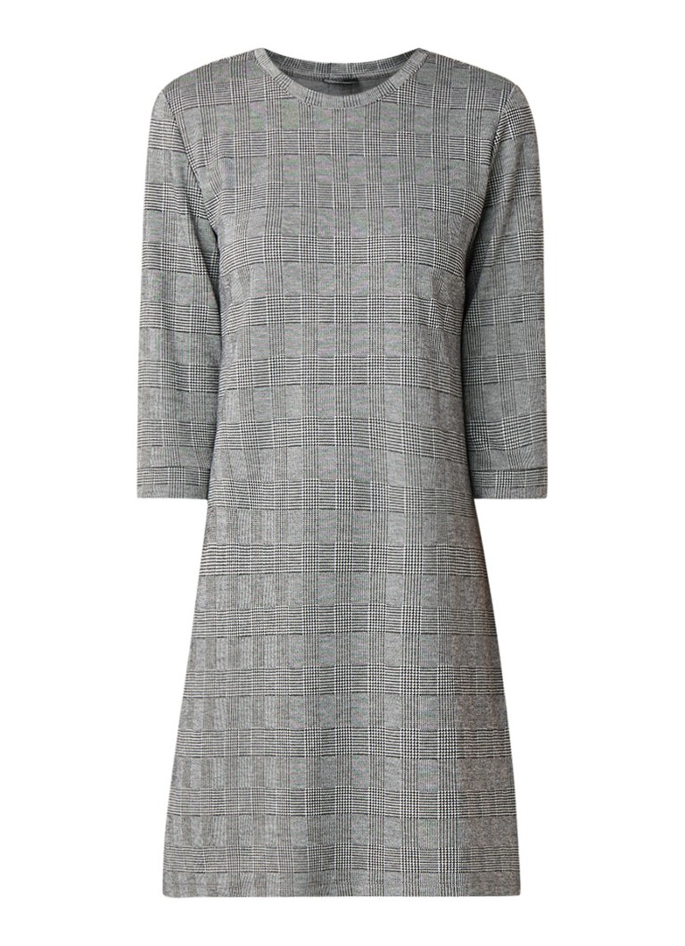 Taifun Fijngebreide jurk met driekwartmouw en dessin grijs