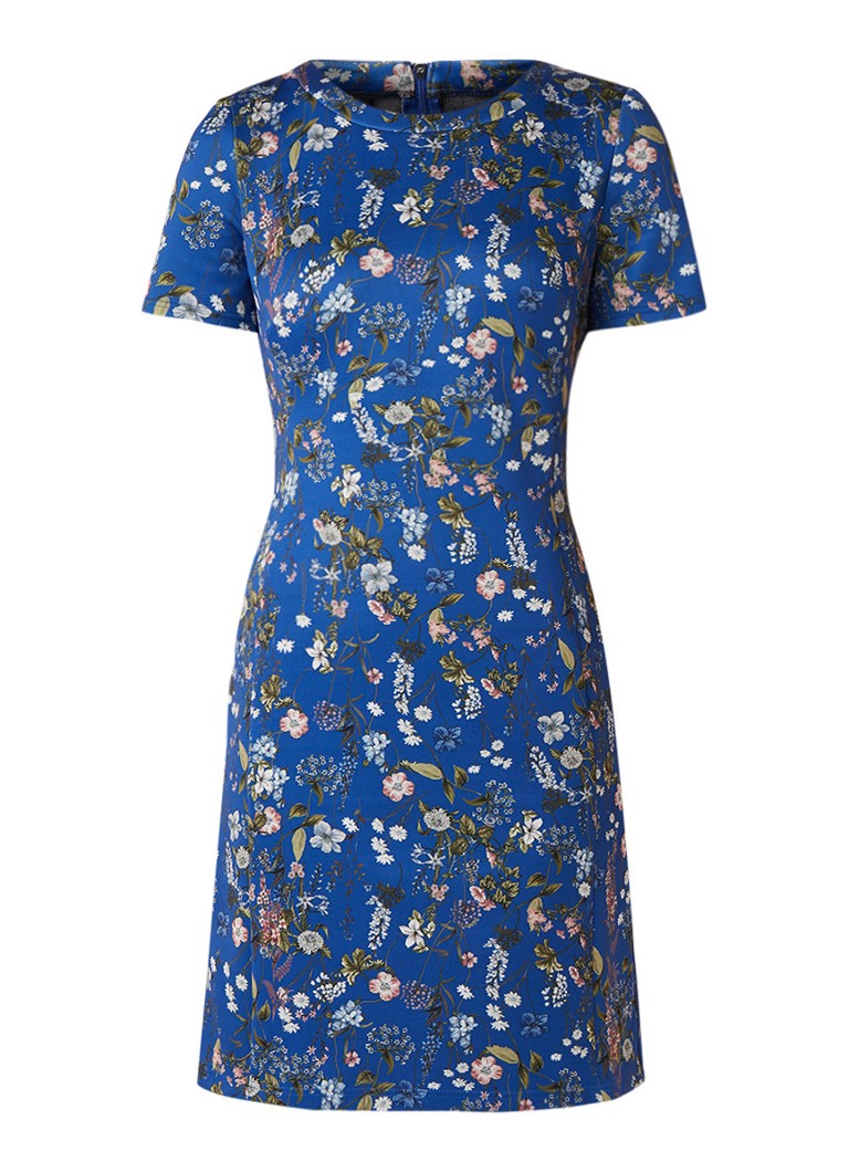 Taifun Mini-jurk van neopreen met bloemendessin blauw