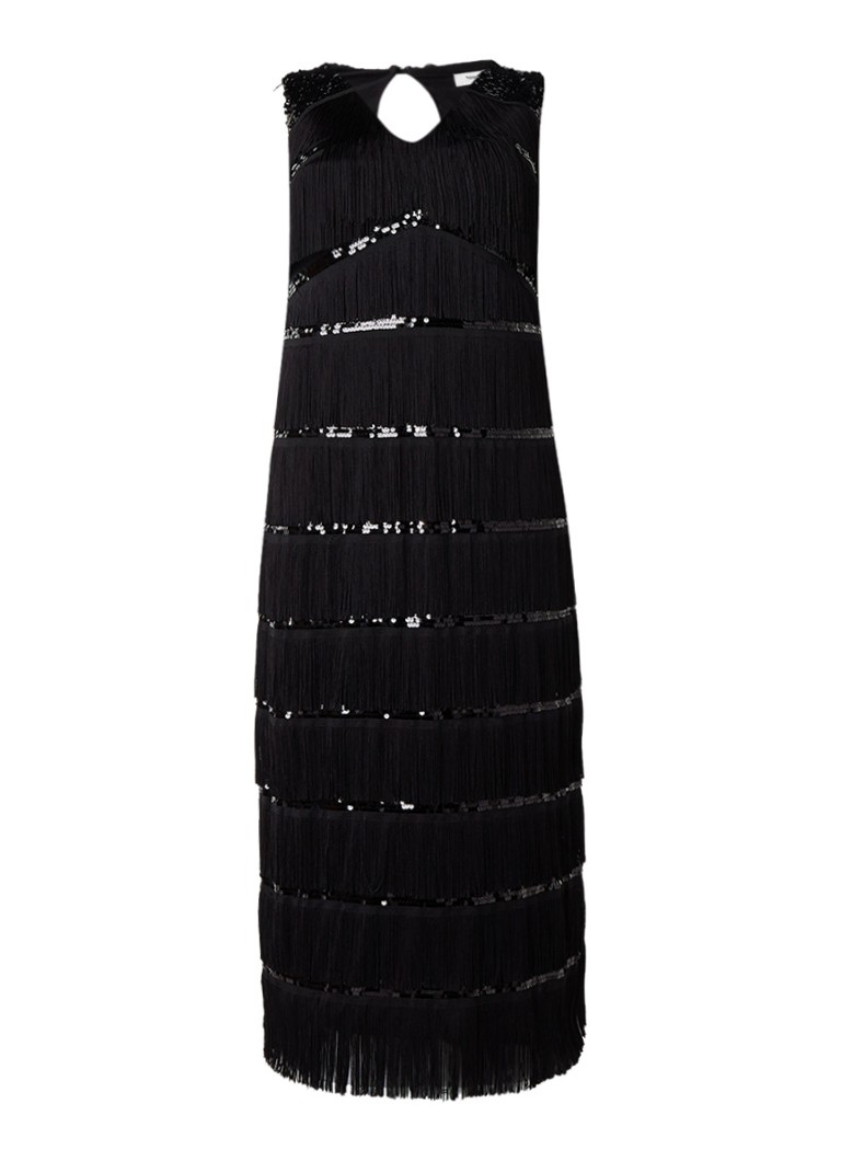Studio 8 Estrella mouwloze maxi-jurk met pailetten en franjes zwart