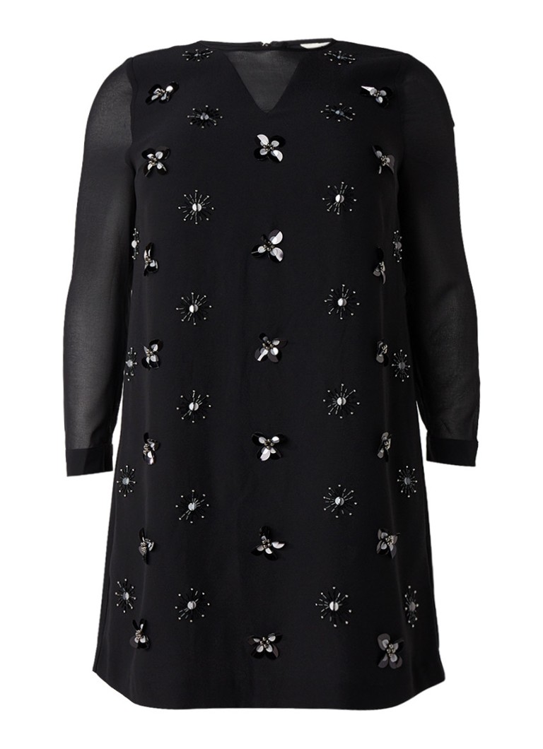 Studio 8 Claire midi-jurk met paillettenapplicaties zwart