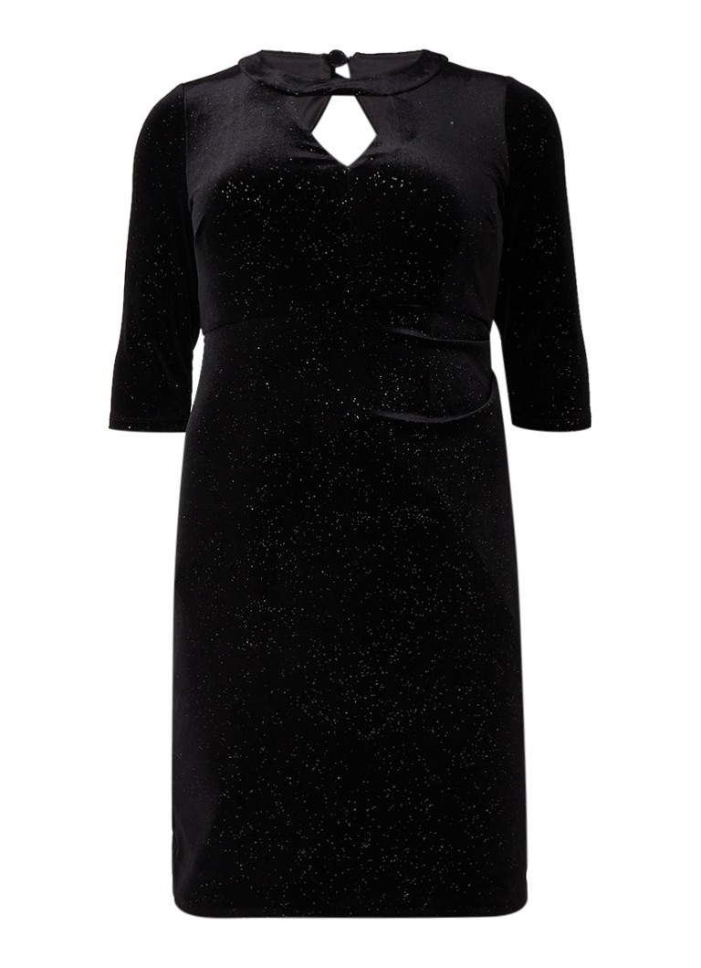 Studio 8 Natasha midi-jurk van fluweel met cut-out details zwart
